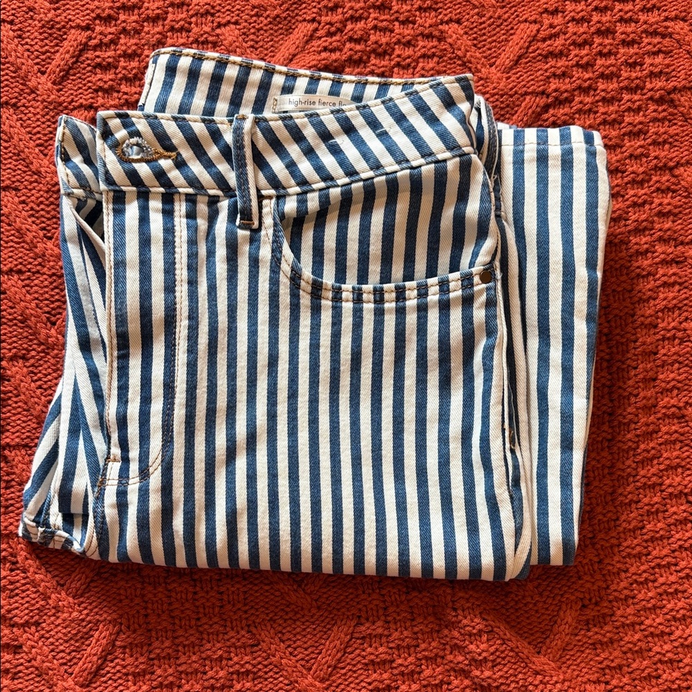 Wrangler Blue and White Striped Flare Jeans